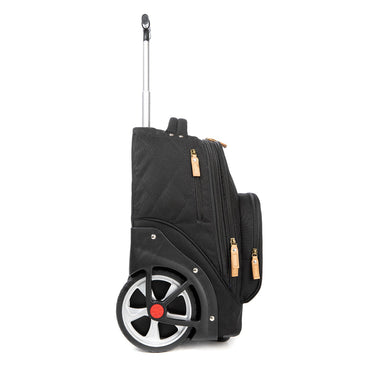 (NET) Black Backpack Trolley Bag 3 Pcs