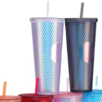 (NET) Tumbler With Lid And Straw Iced Coffee Cups Travel Mug Reusable Plastic Cups Insulated Tumblers Double Walled  750 ML