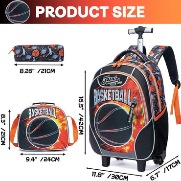 (NET) Meetbelify Basketball Kids Rolling Backpack 3 Pcs