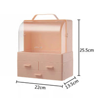 Makeup Storage Organizer Box Holder Portable Handle Fully Open Waterproof Lid Dustproof Drawers