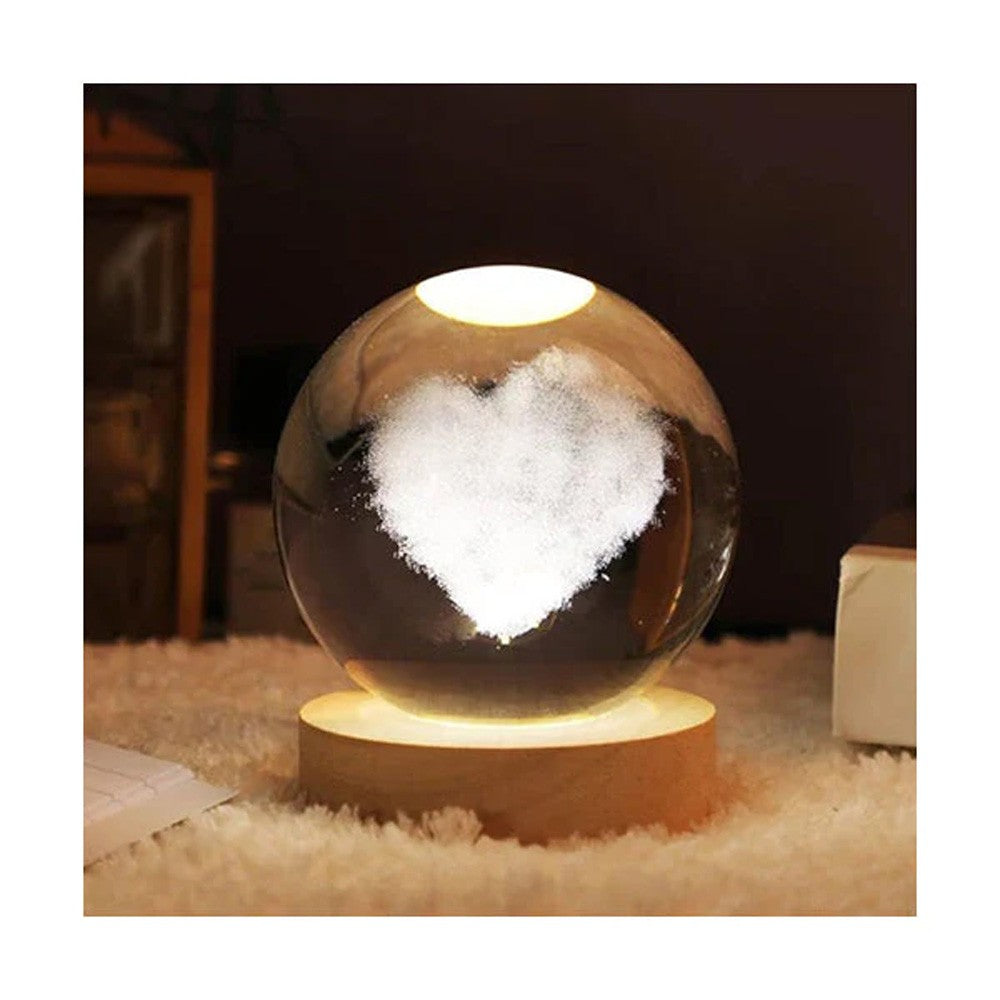 Heart Crystall Ball With Light 6cm