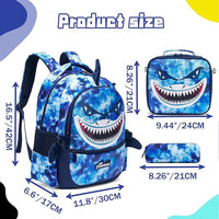 (NET) Shark Backpack With Lunch Box & Pencil Case