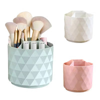 (net) 360 Degree Rotating Round Makeup Brush Storage Box With Dustproof Cover