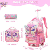 (NET) Butterfly Backpack Trolley Bag 3 Pcs
