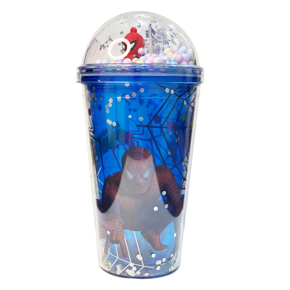 (NET) Spider Man Plastic Cup With Straw 450 ML