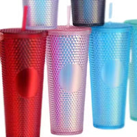 (NET) Tumbler With Lid And Straw Iced Coffee Cups Travel Mug Reusable Plastic Cups Insulated Tumblers Double Walled  750 ML