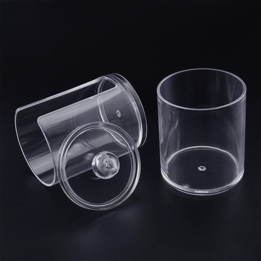 Cylinder Transparent Two-Layer Cosmetics Container Storage Box Case For Nail Polish Cotton Swab