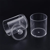 ( net) Cylinder Transparent Two-Layer Cosmetics Container Storage Box Case For Nail Polish Cotton Swab