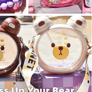 (NET) Bear Water Bottle With Straw 750ml