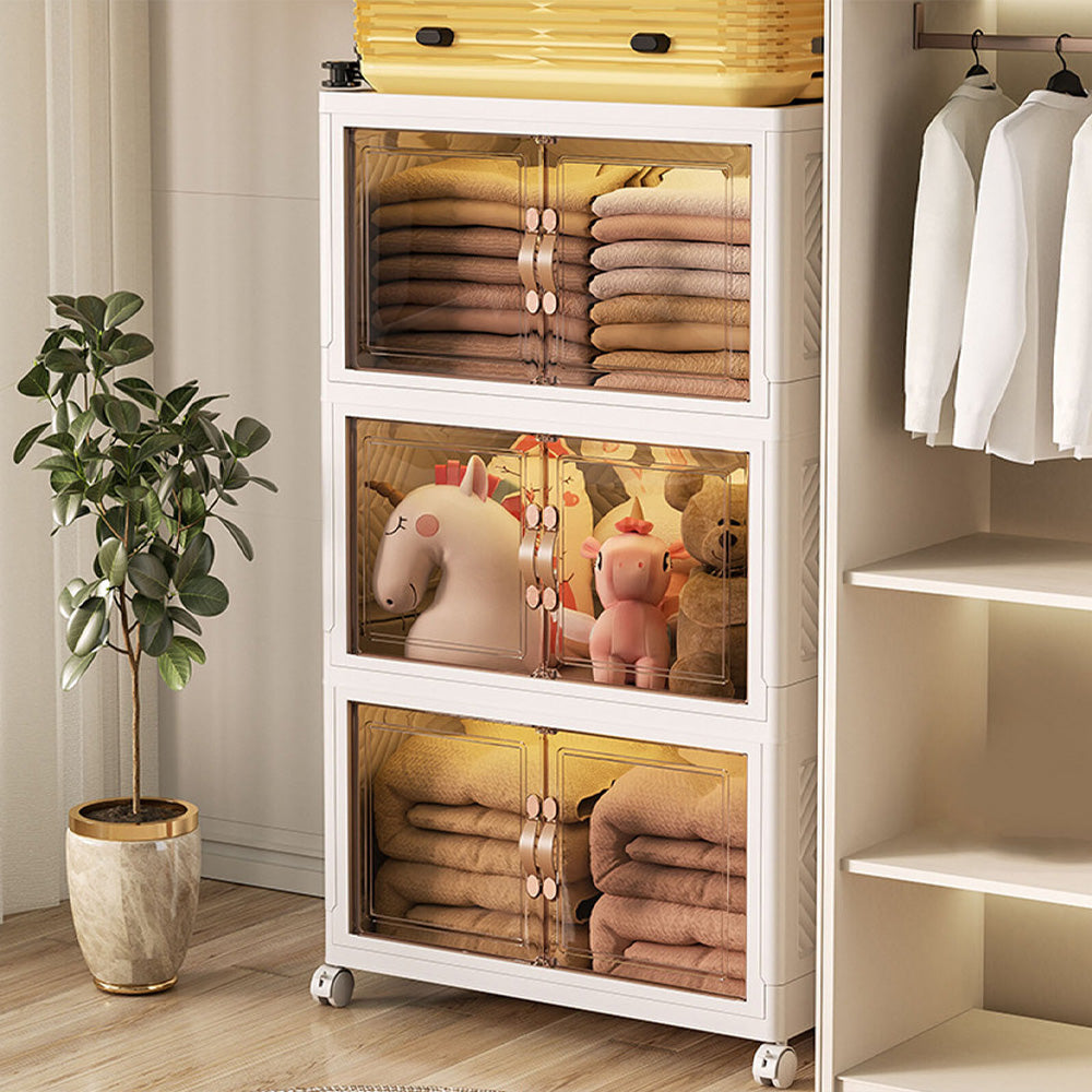 (Net) Multi-Function Storage Cabinet with Double Doors And 4 Layers