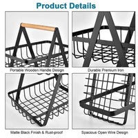 (Net) 2-Tier Countertop Fruit Basket Storage, Kitchen Spice Rack Fruit Basket, Black / 133696 / DZ3369