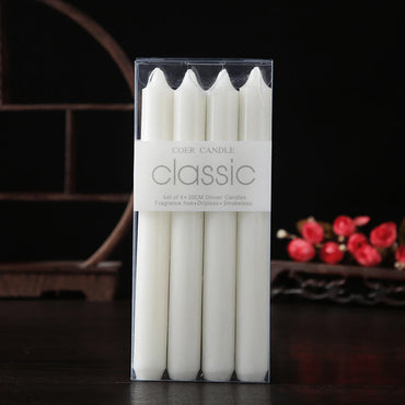 (NET) Set of 4 White Candles 25cm (4pcs)
