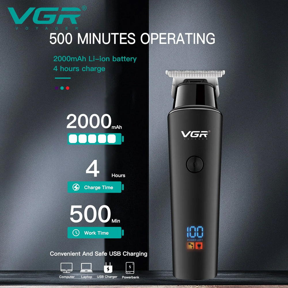 (NET)  VGR Professional Electric Hair Trimmer Cordless Beard & Hair Clipper For Men USB / V-937