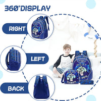 (NET) Blue Game Backpack For Girls Set Of 3 Pcs