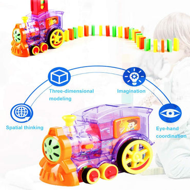 (NET) Domino Blocks Automatic Domino Laying Train with Light and Sound Kids