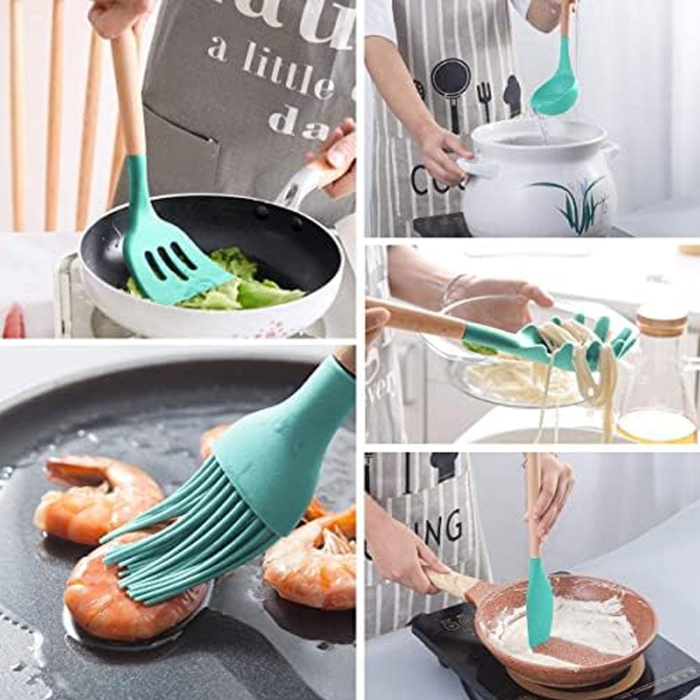 (NET)Silicone Kitchen Cooking Utensil Set