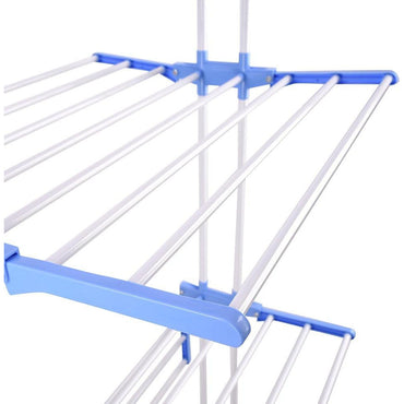 (Net) Stainless Steel Cloth Dryer Stands Foldable For Balcony With Side Cloth Hanger, 3 Layers