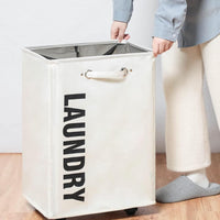 (net) Rolling Laundry Basket Large Laundry Hamper on Wheels Collapsible Dirty Clothes Hamper with Drawstring Mesh Cover Corner Clothes Storage Basket Laundry Bin with Handle ( Grey )