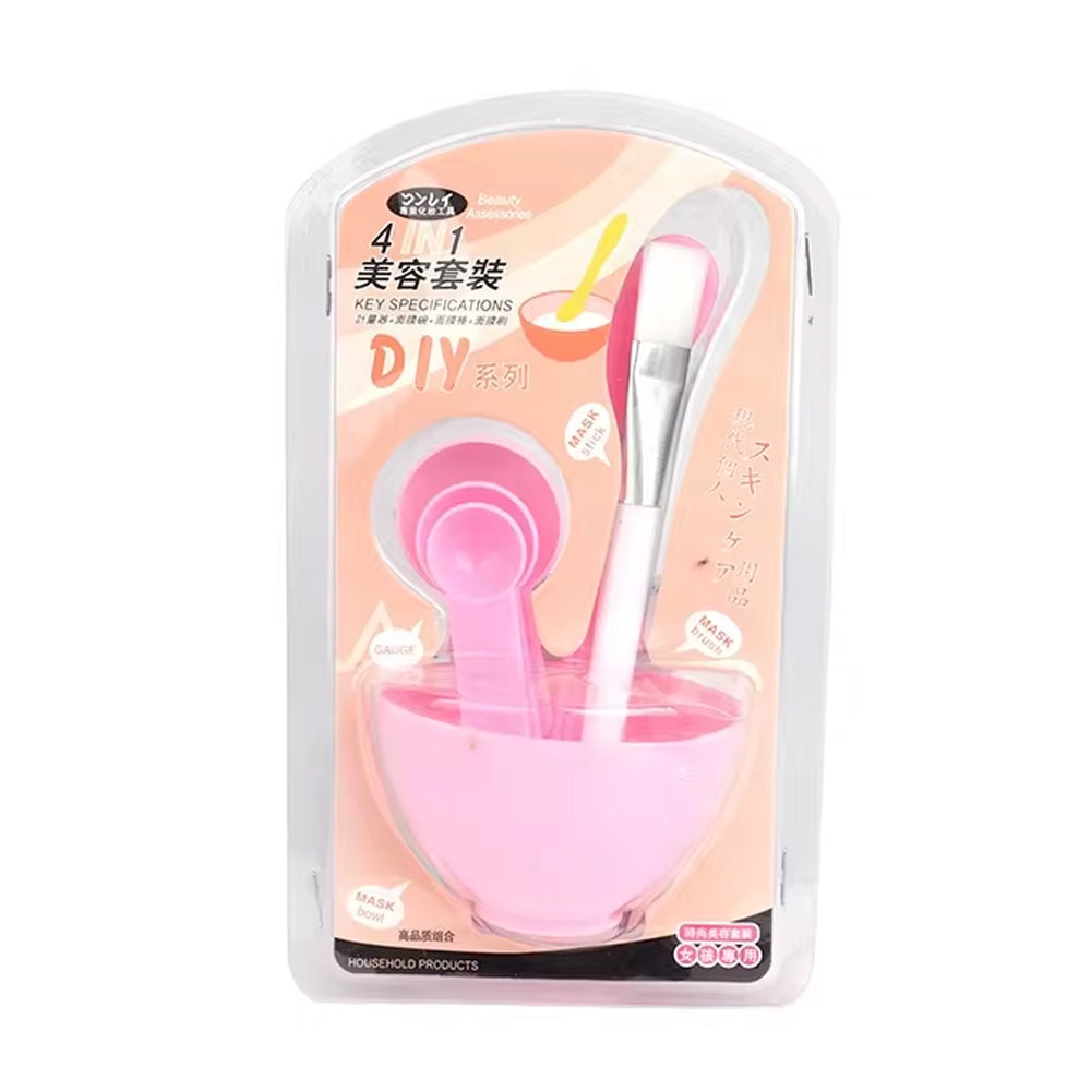 (NET) 4 In 1 Skin Care Makeup Tool Set, Measuring Spoon Kit with Mixing Spatula for DIY Face Mask Mixing