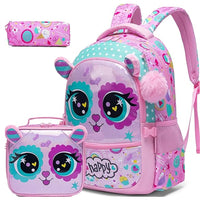 (NET) Rose Cat Backpack With Lunch Box & Pencil Case