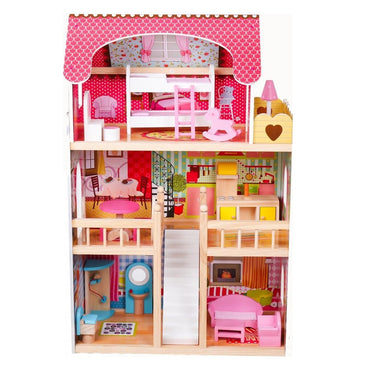 (Net) Wooden Doll House with furniture