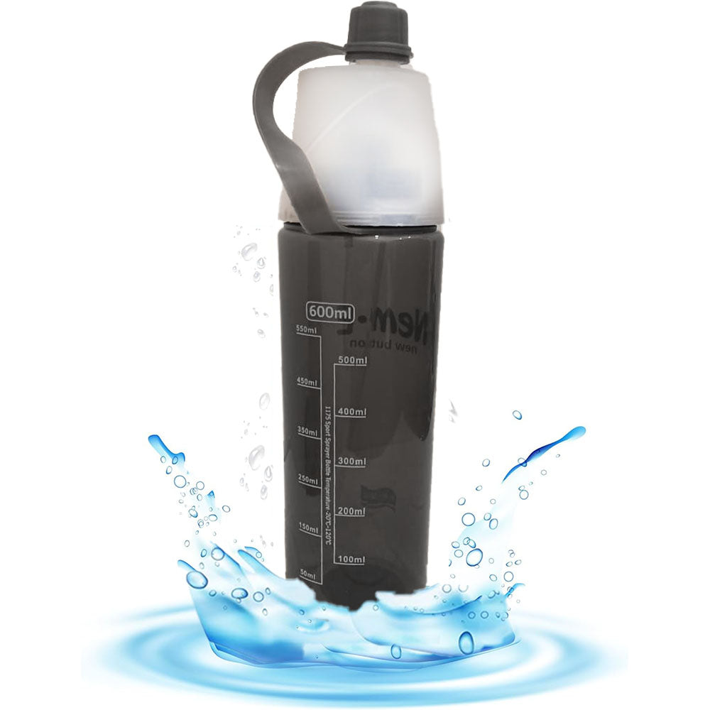 (NET) Sports Water Bottle Misting Sports Water Bottle Easy Clean PC Cup Body with Handle 600 ML