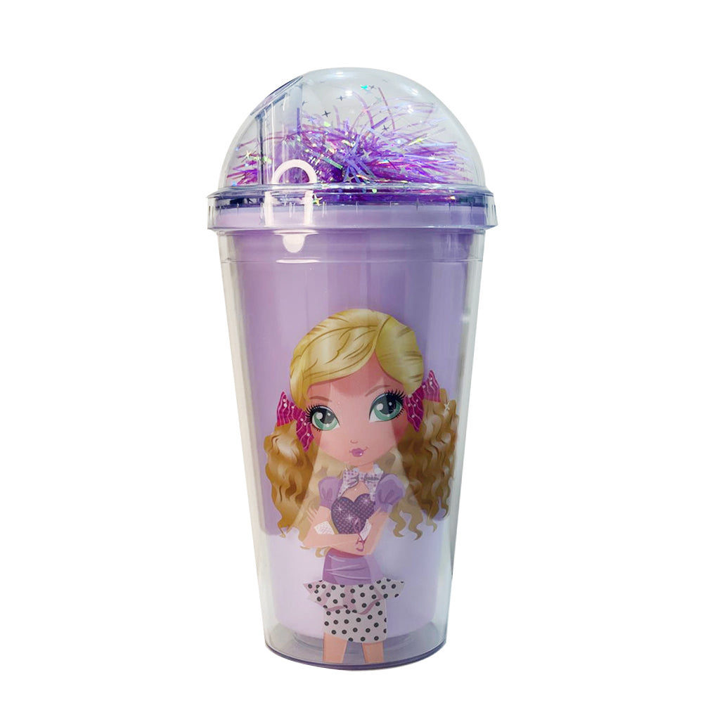 (NET) Barbie Plastic Cup With Straw 450 ML