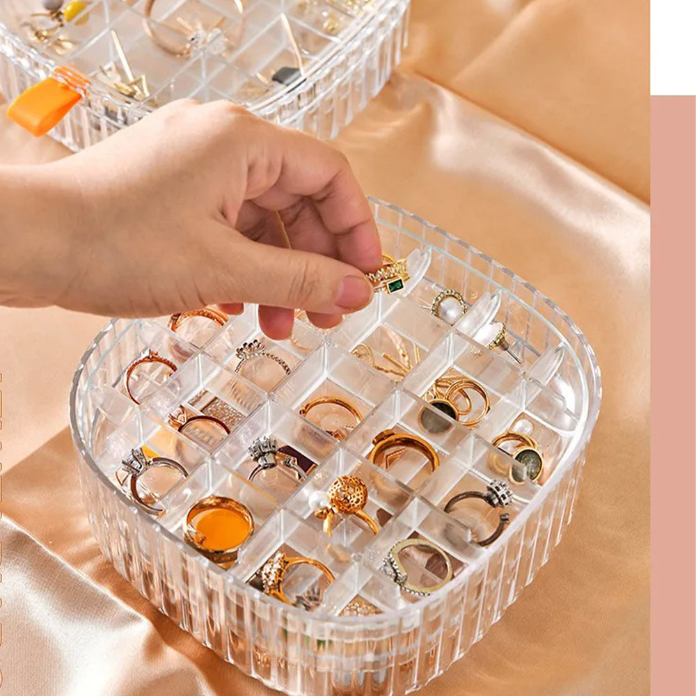 Acrylic Jewelry Organizer Storage Box Display Case Travel Earring 2 Layers / LD-1002