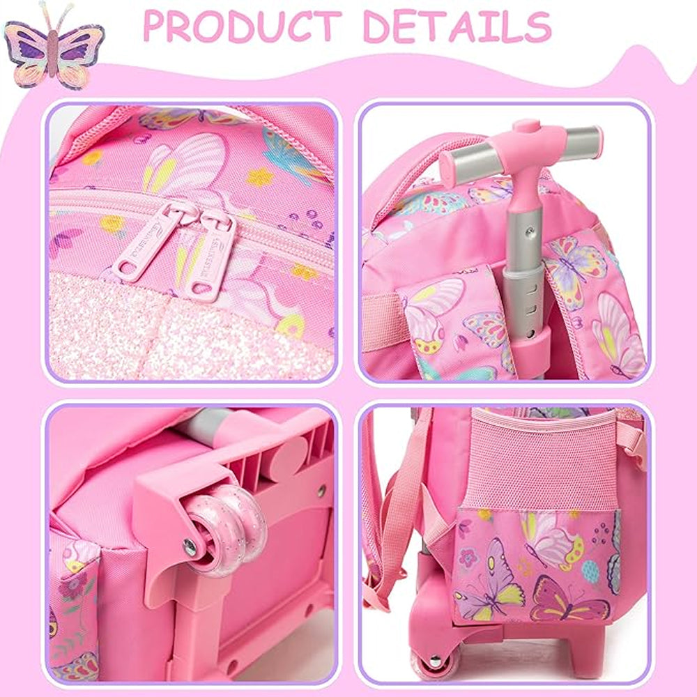 (NET) Butterfly Backpack Trolley Bag 3 Pcs