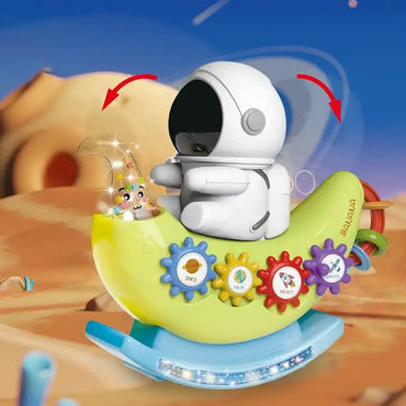 Musical Astronaut Swing Car with Rotatable Gears for Kids