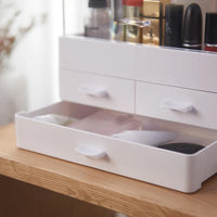Makeup Storage Organizer Box Holder Portable Handle Fully Open Waterproof Lid Dustproof Drawers