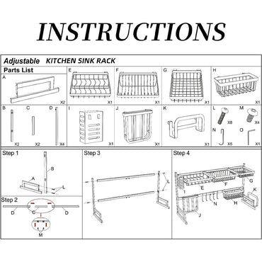 (Net) Adjustable 2-Tier Stainless Steel Kitchen Rack - Your Solution for Organized Kitchen Bliss