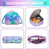 (NET) Mermaid Purple Backpack For Girls Set Of 3 Pcs