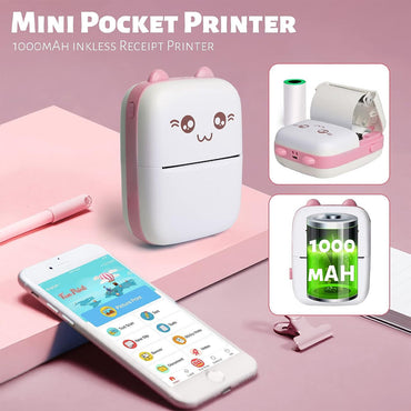 (Net) Mini Pocket Printer, Gifts for Kids, Portable Thermal Printer for Pictures/Retro-Style Photos/Receipts/Notes/Lists/Label/Memo/QR Codes, Smart Printer with Android or iOS APP / 90758/ C9