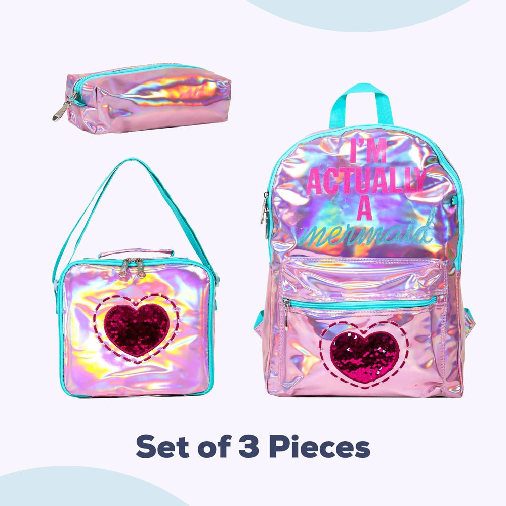 (NET) Mermaid Love School Bag Set Of 3 pcs