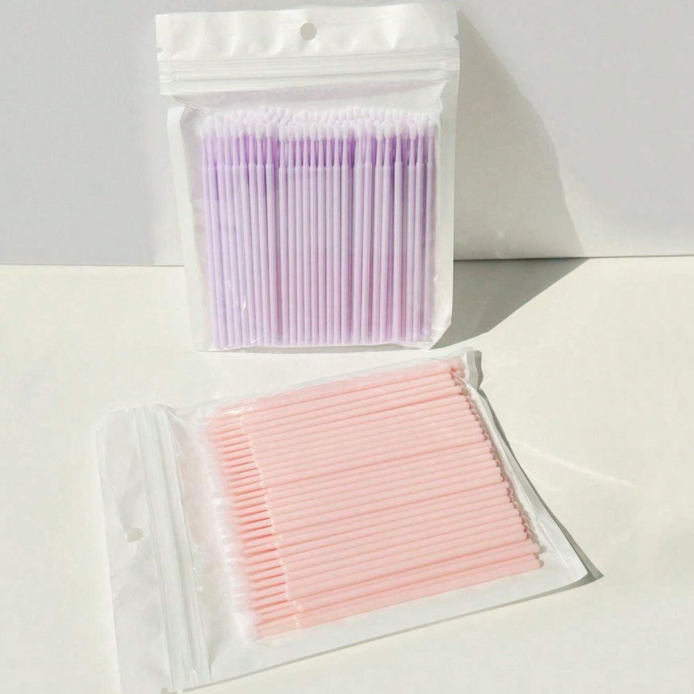 (NET) 100 Pcs  Disposable Micro Applicators Brush for Makeup and Personal Care Cosmetic Micro Brush