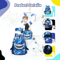 (NET) Shark Backpack With Lunch Box & Pencil Case