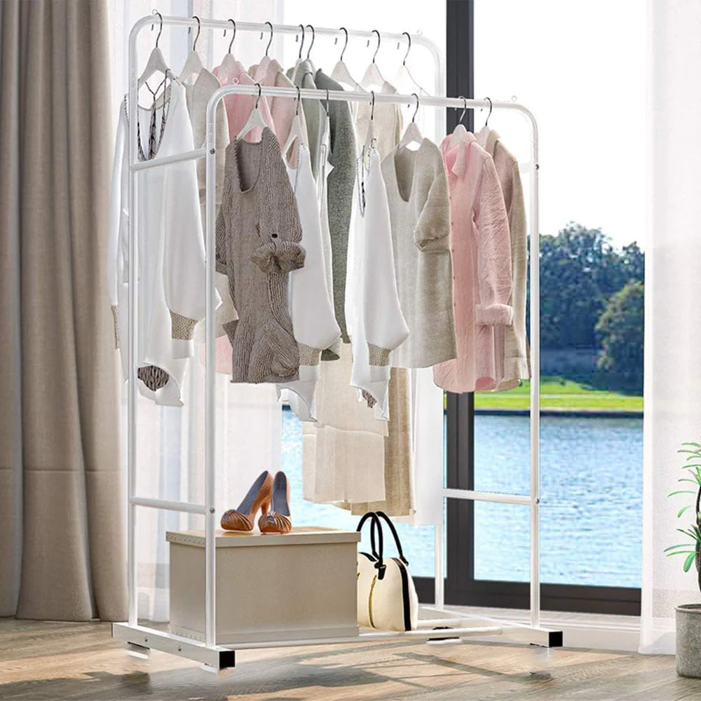 (Net) Double Pole Hanger, TIM roller clothes rack, double-layer clothe
