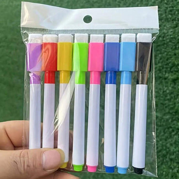 (NET)  Magnetic Marker Pen Liquid Paint Marker Magnetic Erasable Markers 8 pcs