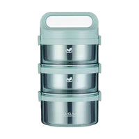 (NET)  Stainless Steel 3-Layer Lunch Box - 2.2L