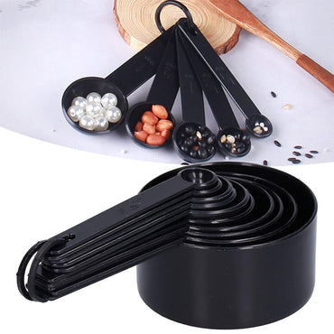 (net) Black Plastic Measuring Spoon 10 Pcs