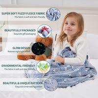 Magic Glow in The Dark Blanket Throw with Star Sky Objects Super Soft Snuggly Fluffy