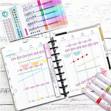 6 Pcs Curve Highlighter Pen Set / 355158