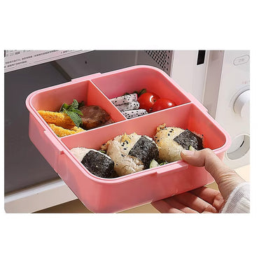 3 Compartments Reusable Plastic Bento Kids cute Lunch Box