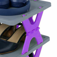 4Layers Folding, Household Multi-layer Installation-free Shoe Rack Simple Shoe Rack Plastic Storage Rack Small Shoe Rack for Dormitory