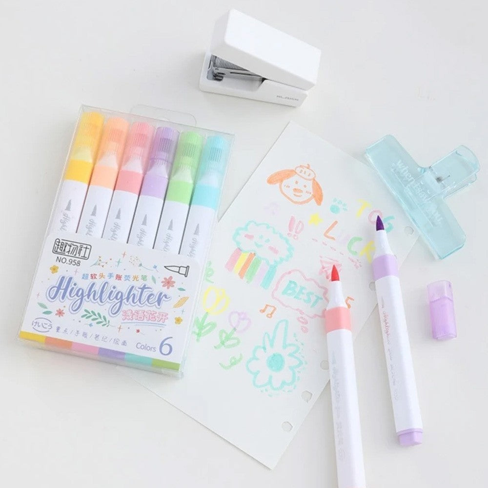 6 Color Pastel Highlighter Pen Set / 290695