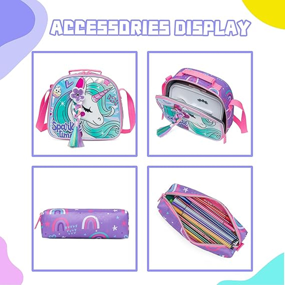 (NET) Unicorn Backpack For Girls Set Of 3 Pcs