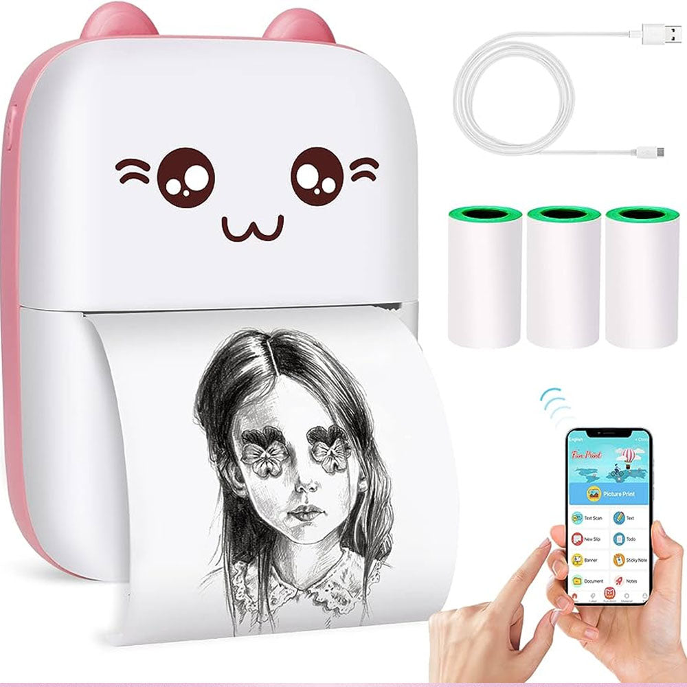 (Net) Mini Pocket Printer, Gifts for Kids, Portable Thermal Printer for Pictures/Retro-Style Photos/Receipts/Notes/Lists/Label/Memo/QR Codes, Smart Printer with Android or iOS APP / 90758/ C9