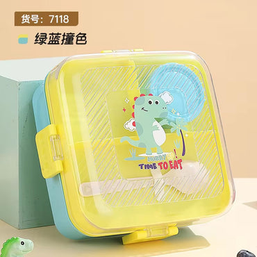 3 Compartments Reusable Plastic Bento Kids cute Lunch Box