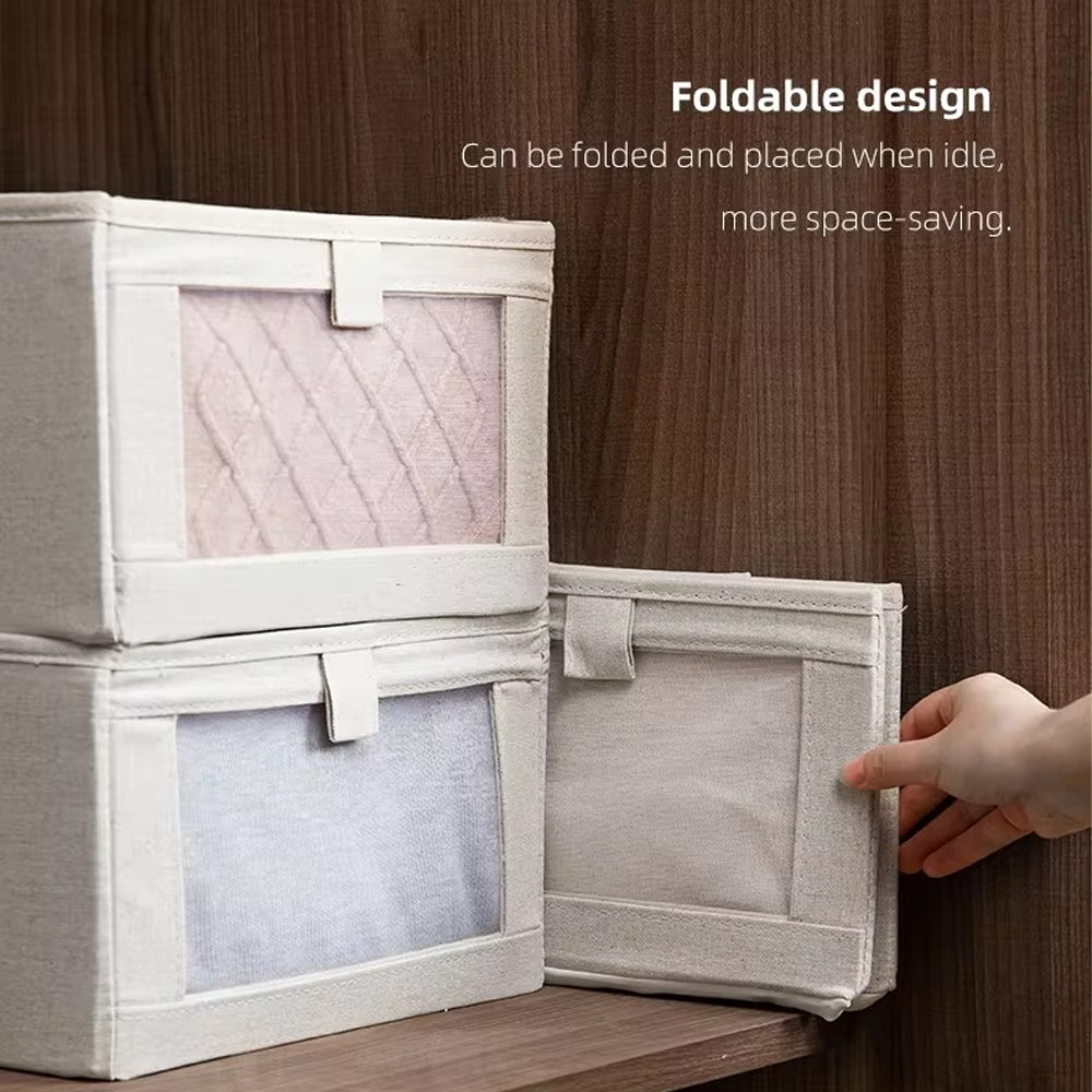 Pants Organizer Box Cotton Linen Wardrobe Jeans Storage Box For Clothes